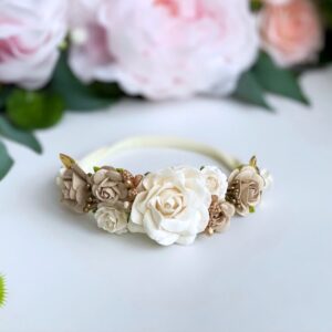 Blóma hárband gold stórt