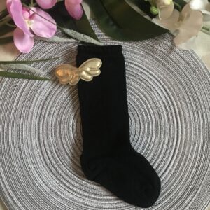 Hné bómullar sokkar svartir