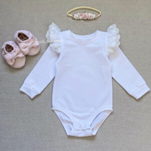 Samfella bamus ecru með blúndu