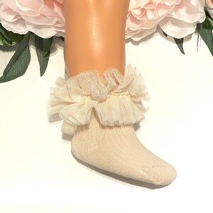 Sokkar með tiulli ljós beige