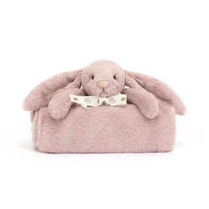 Jellycat LUX Rosa kanínu teppi í gjafakassa